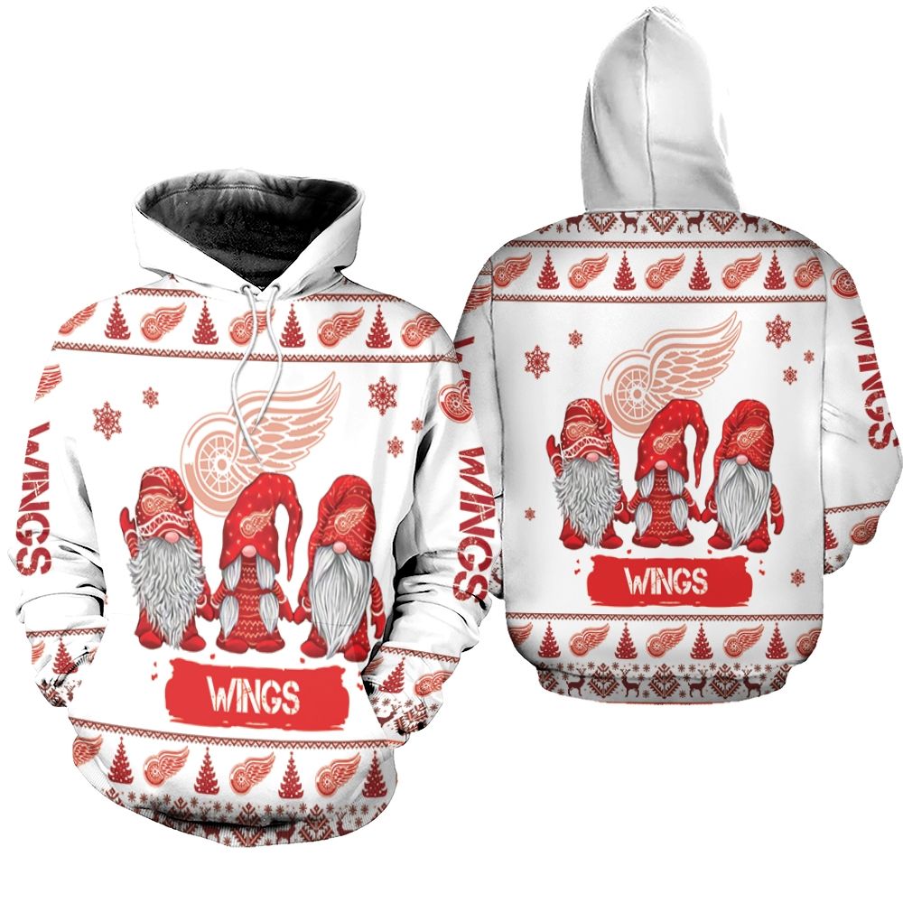 Gnomes Detroit Red Wings Christmas 3D Hoodie