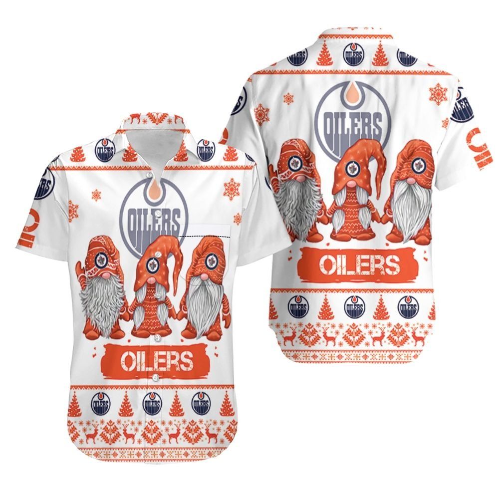 Gnomes Edmonton Oilers Christmas 3D Hawaiian Shirt