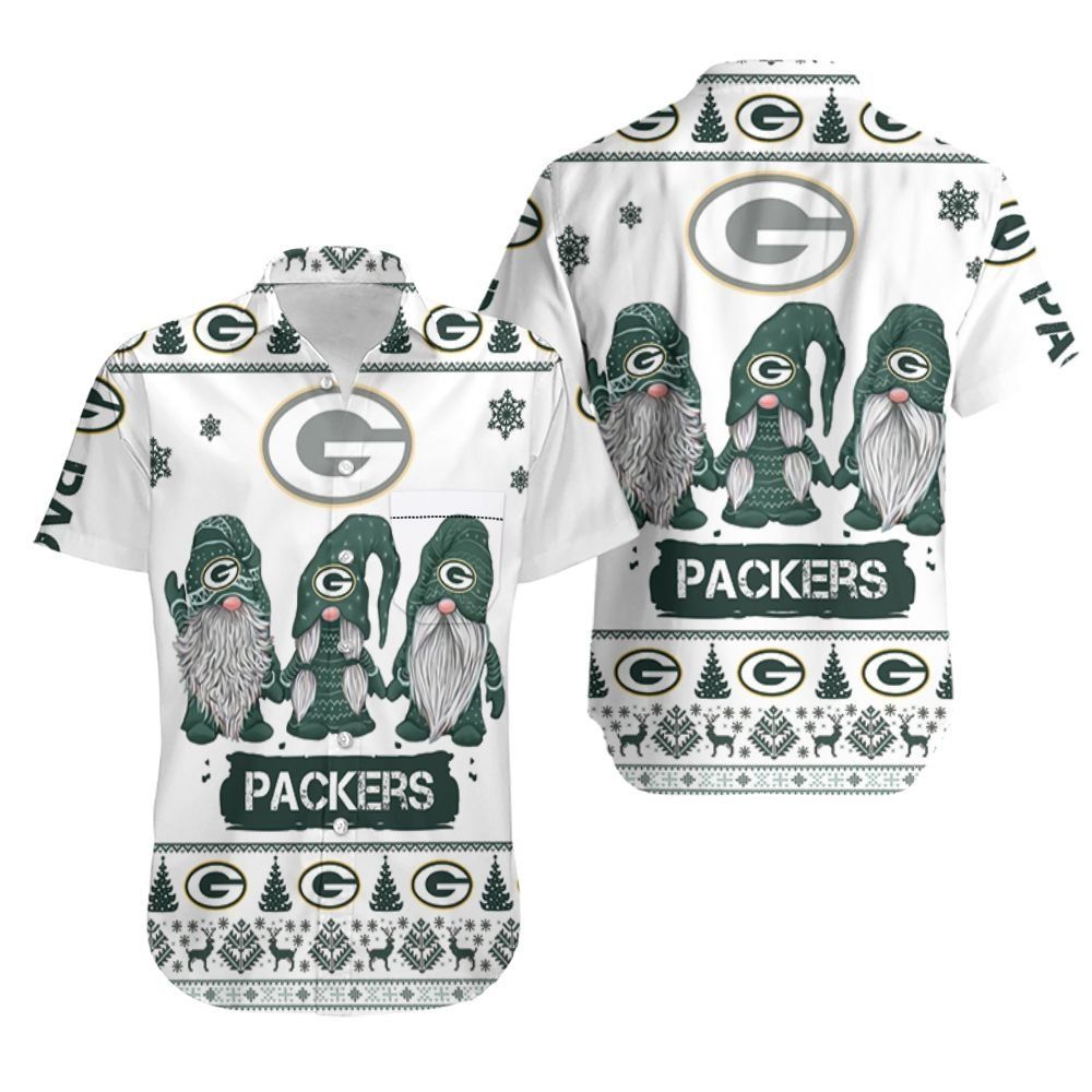 Gnomes Green Bay Packers Christmas 3D Hawaiian Shirt