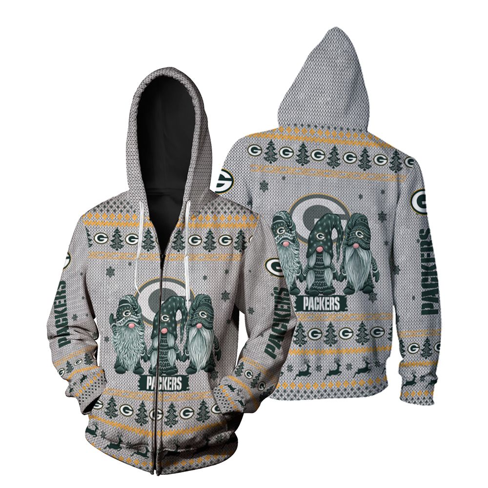 gnomes green bay packers christmas Zip Hoodie
