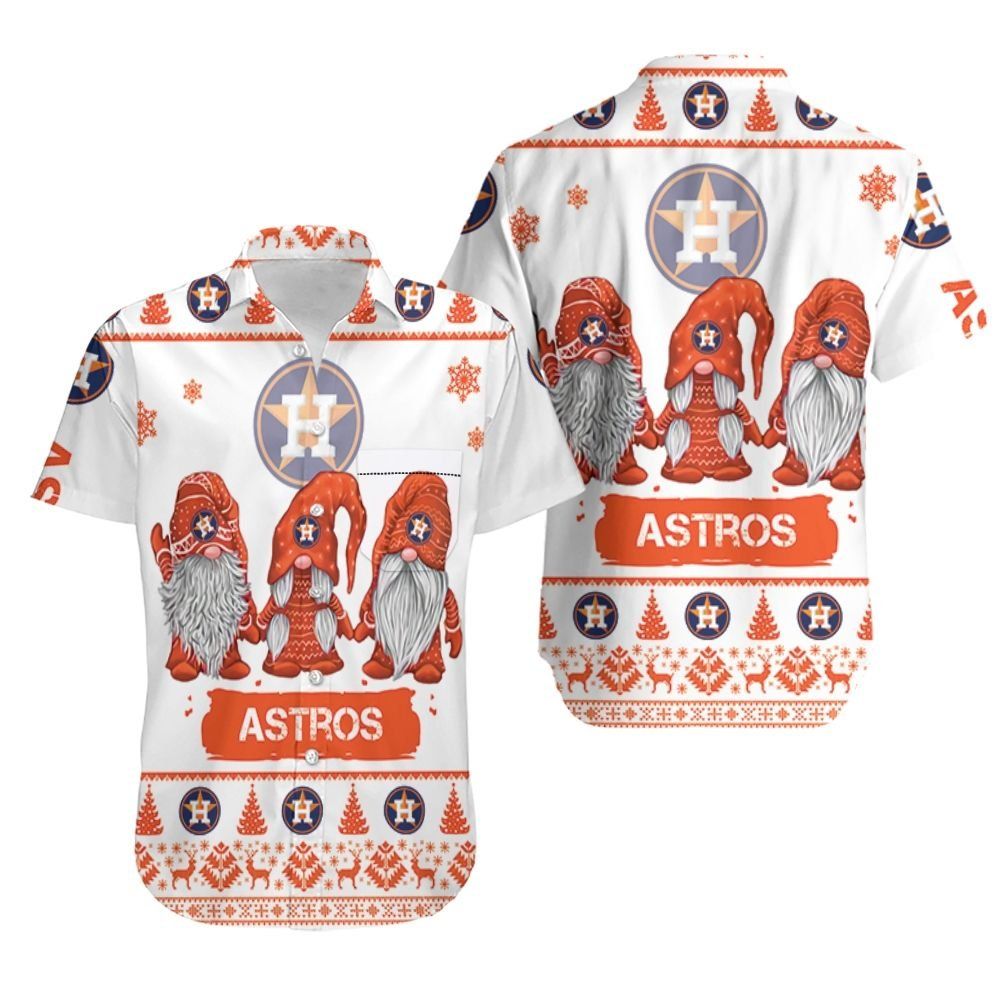 Gnomes Houston Astros Christmas 3D Hawaiian Shirt