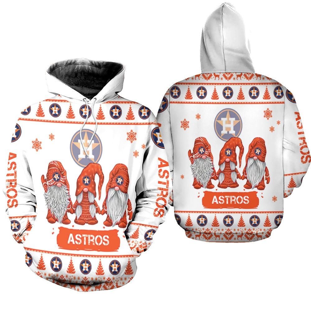 Gnomes Houston Astros Christmas 3D Hoodie