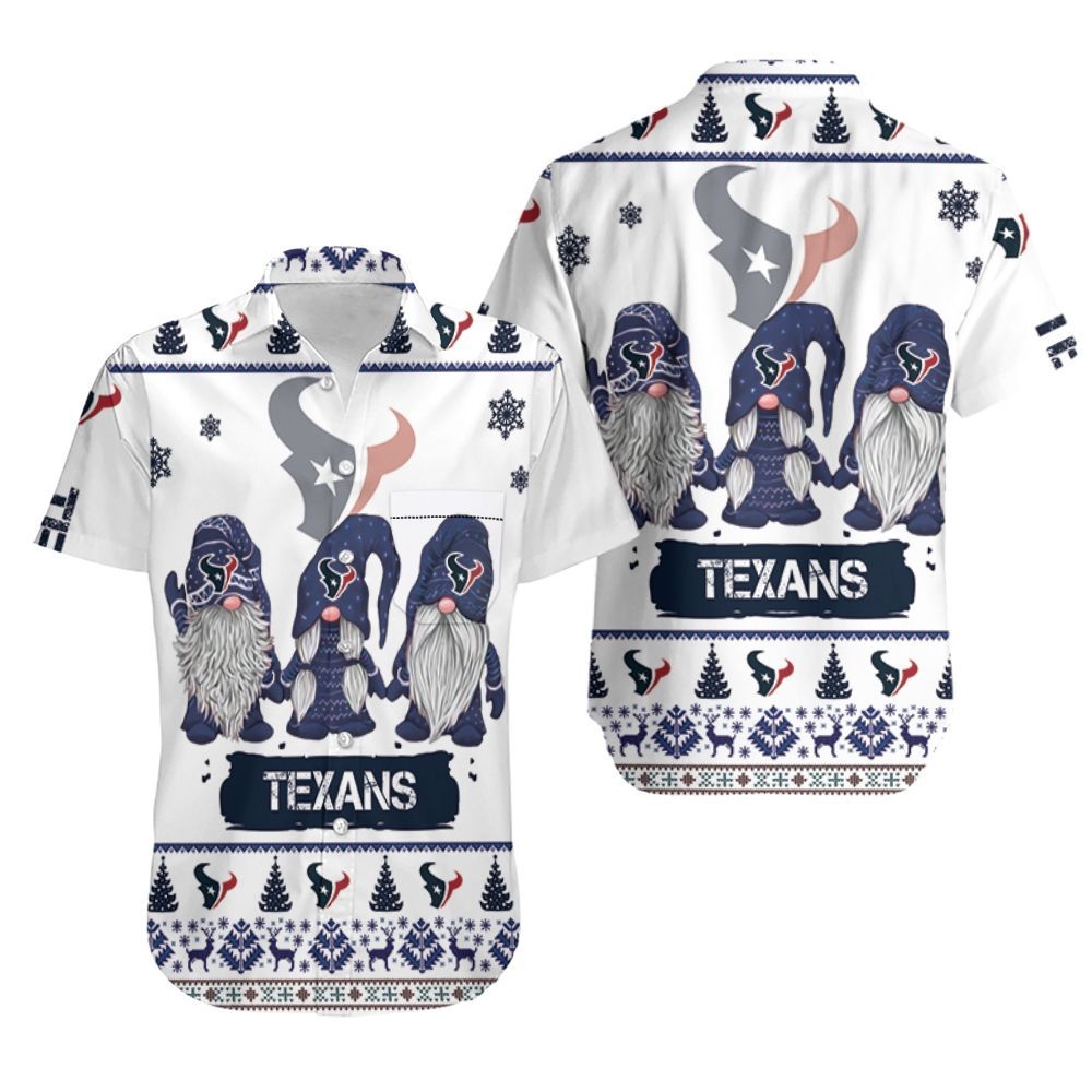 Gnomes Houston Texans Christmas 3D Hawaiian Shirt