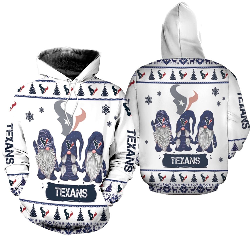 Gnomes Houston Texans Christmas 3D Hoodie