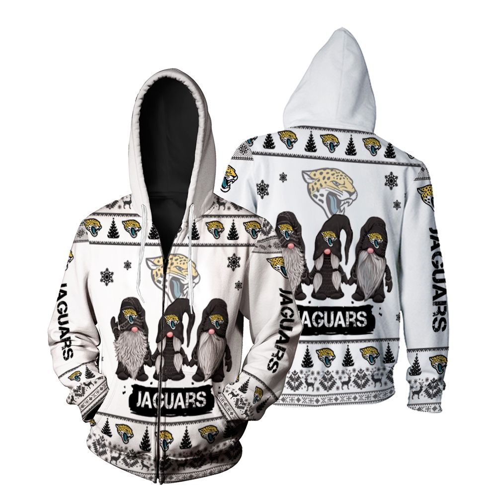Gnomes Jacksonville Jaguars Christmas 3D Zip Hoodie