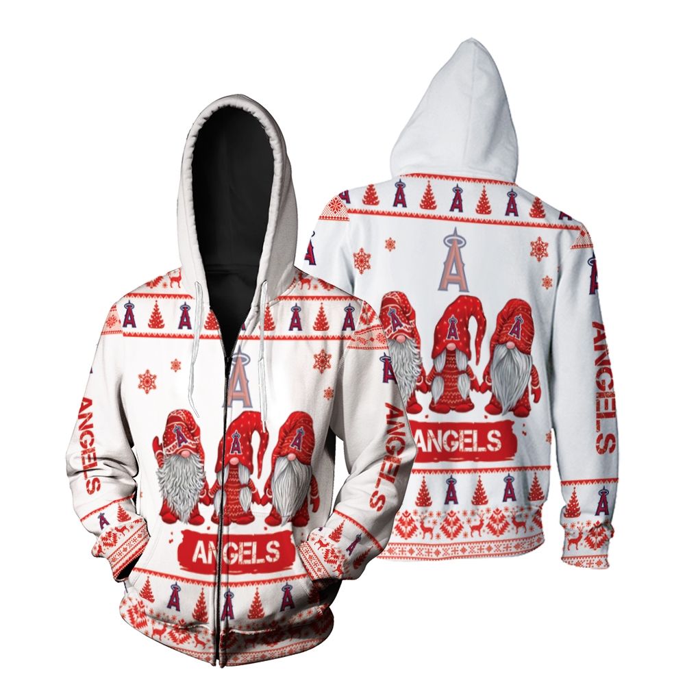 Gnomes Los Angeles Angels Christmas 3D Zip Hoodie