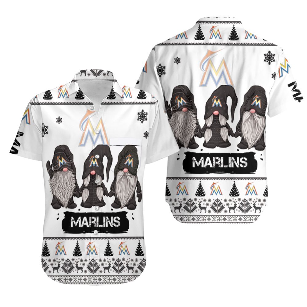 Gnomes Miami Marlins Christmas 3D Hawaiian Shirt
