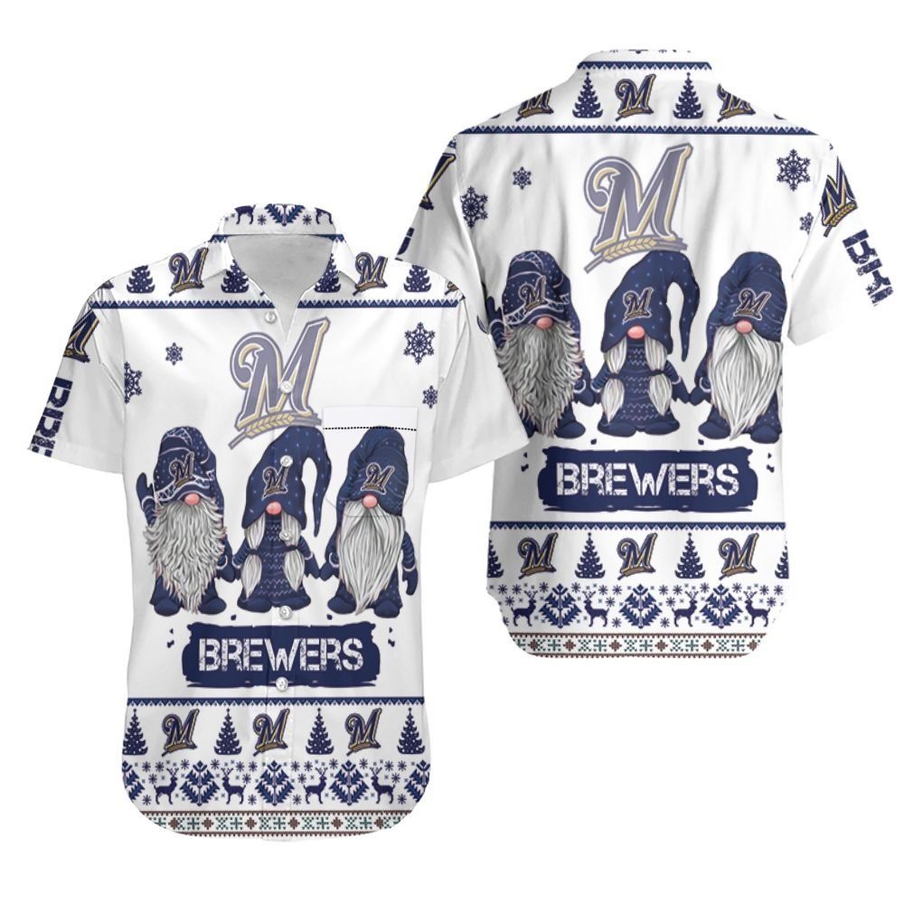 Gnomes Milwaukee Brewers Christmas 3D Hawaiian Shirt
