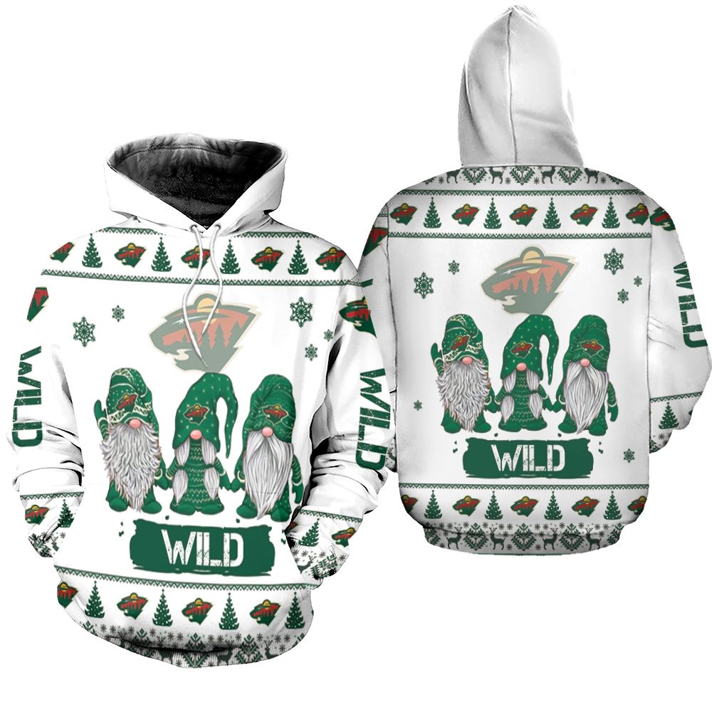 Gnomes Minnesota Wild Christmas 3D Hoodie