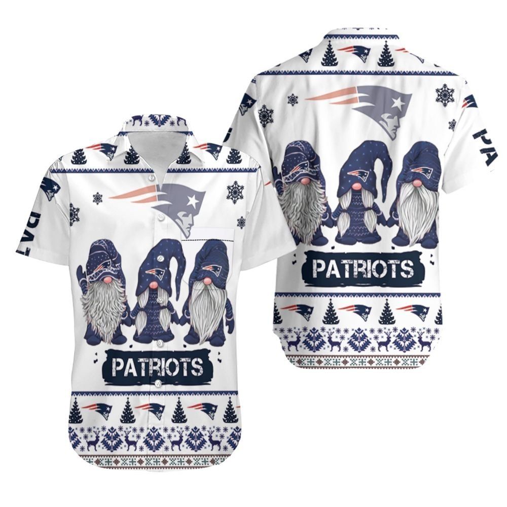 Gnomes New England Patriots Christmas 3D Hawaiian Shirt