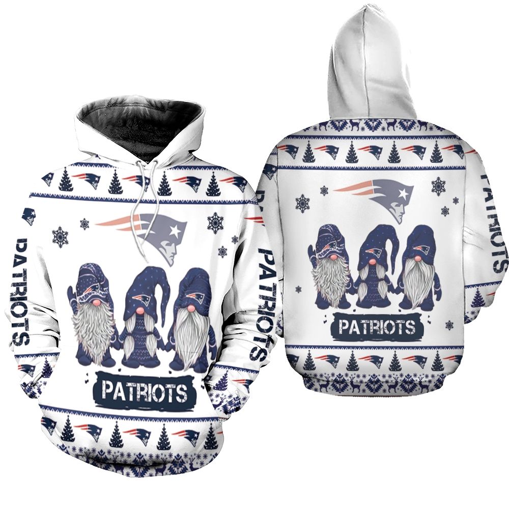 Gnomes New England Patriots Christmas 3D Hoodie