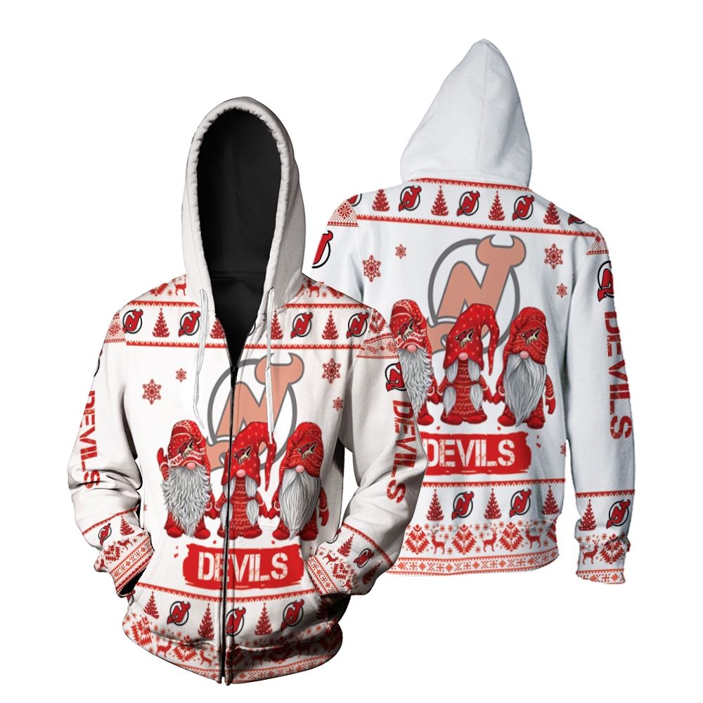 Gnomes New Jersey Devils Christmas 3D Zip Hoodie