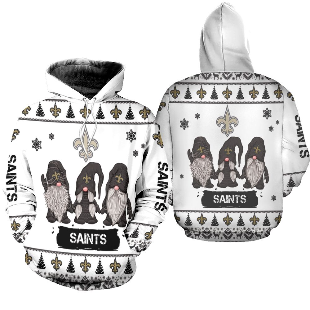 Gnomes New Orleans Saints Christmas 3D Hoodie