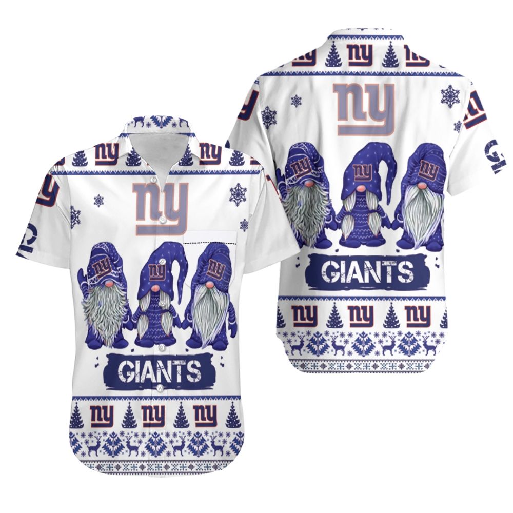 Gnomes New York Giants Christmas 3D Hawaiian Shirt