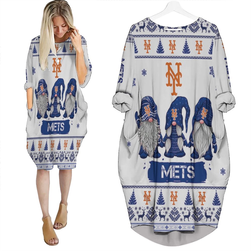 Gnomes New York Mets Christmas 3D Batwing Pocket Dress