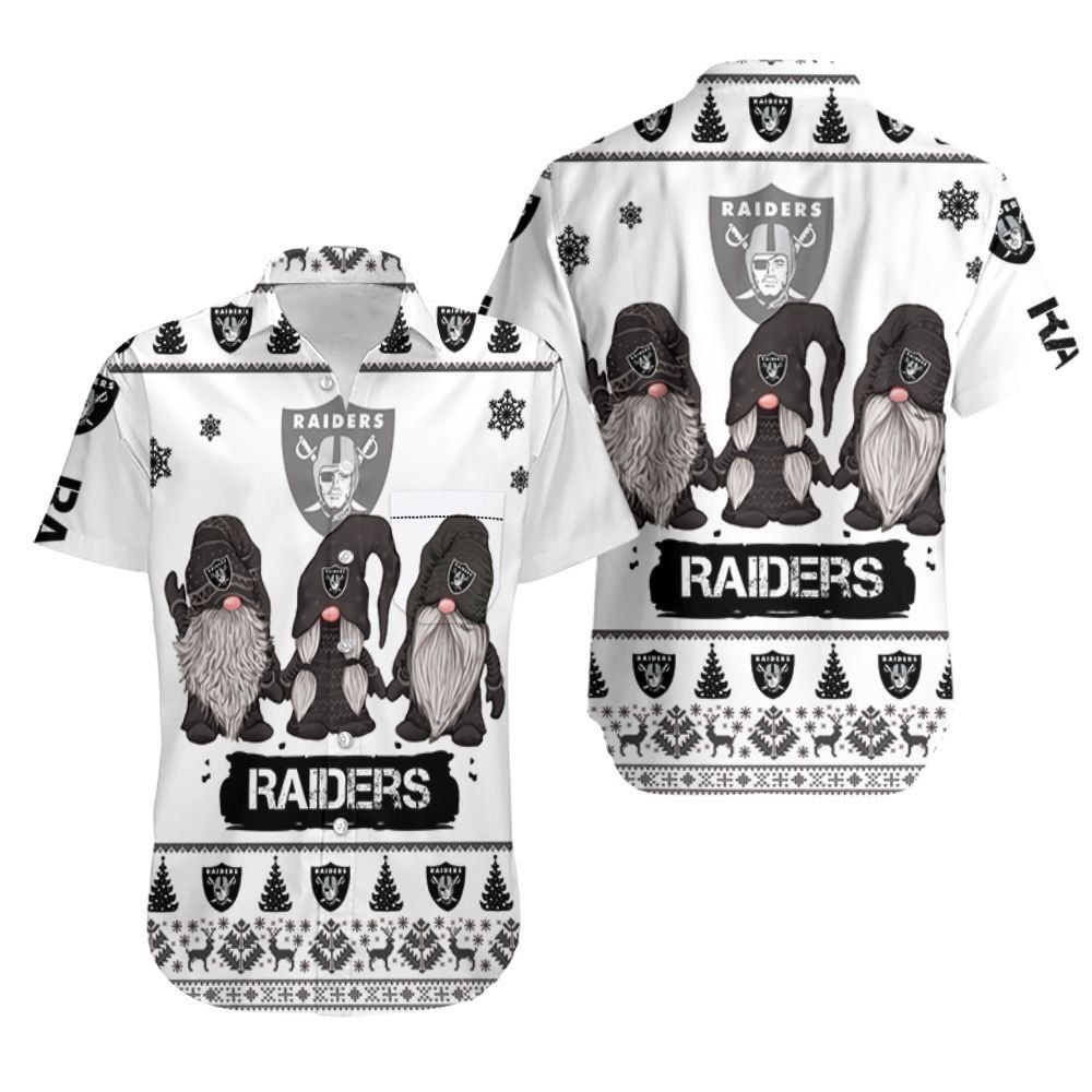 Gnomes Oakland Raiders Christmas 3D Hawaiian Shirt