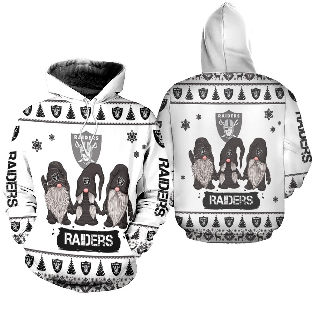 Gnomes Oakland Raiders Christmas 3D Hoodie