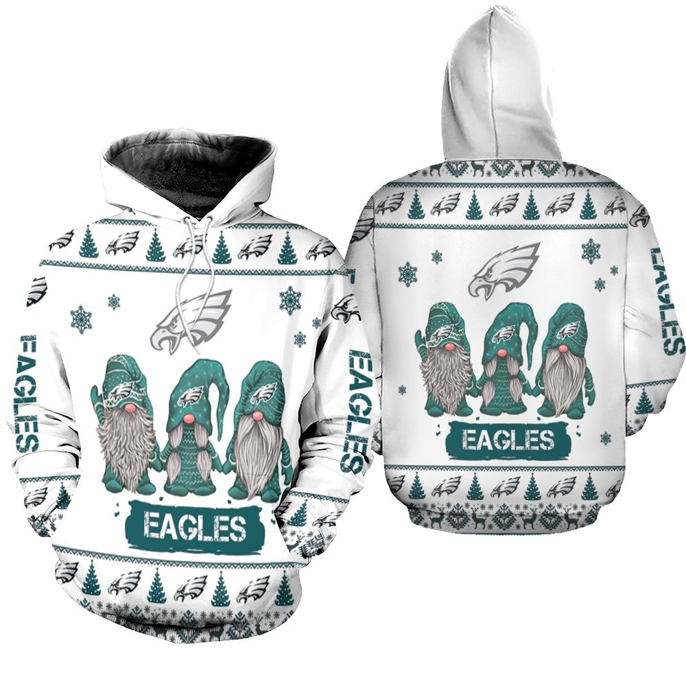 Gnomes Philadelphia Eagles Christmas 3D Hoodie