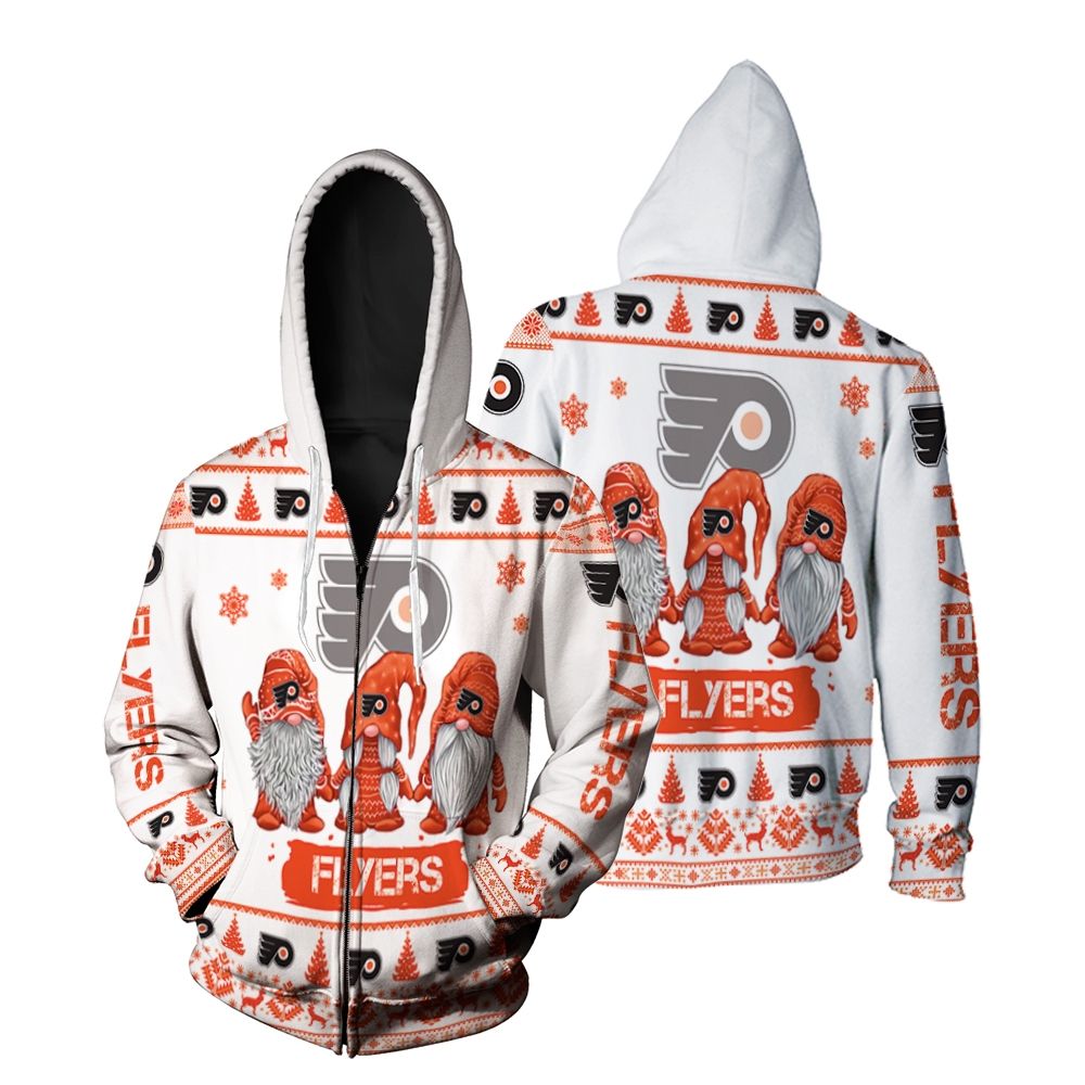 Gnomes Philadelphia Flyers Christmas 3D Zip Hoodie