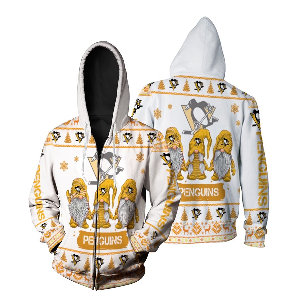 Gnomes Pittsburgh Penguins Christmas 3D Zip Hoodie