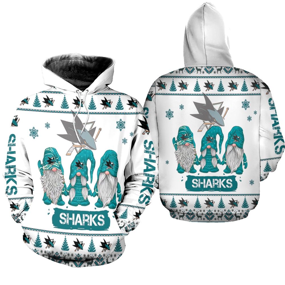 Gnomes San Jose Sharks Christmas 3D Hoodie