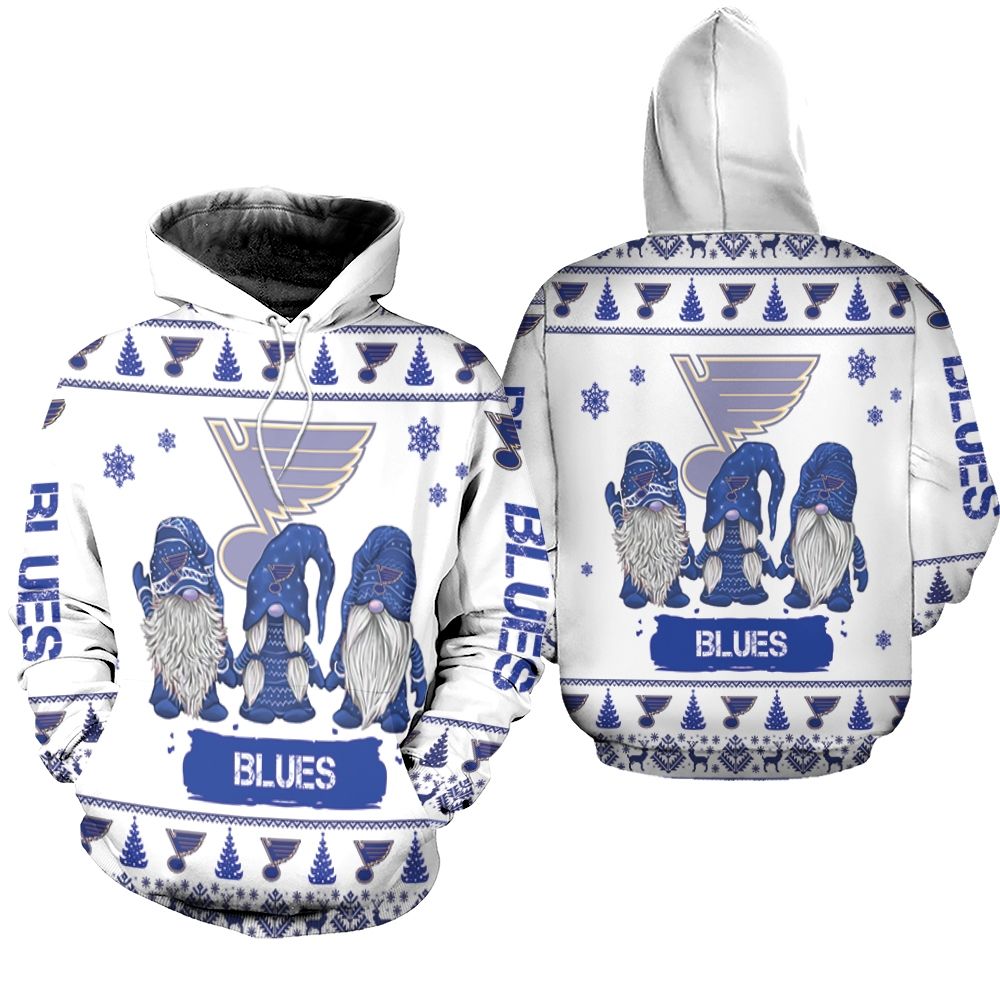 Gnomes St. Louis Blues Christmas 3D Hoodie