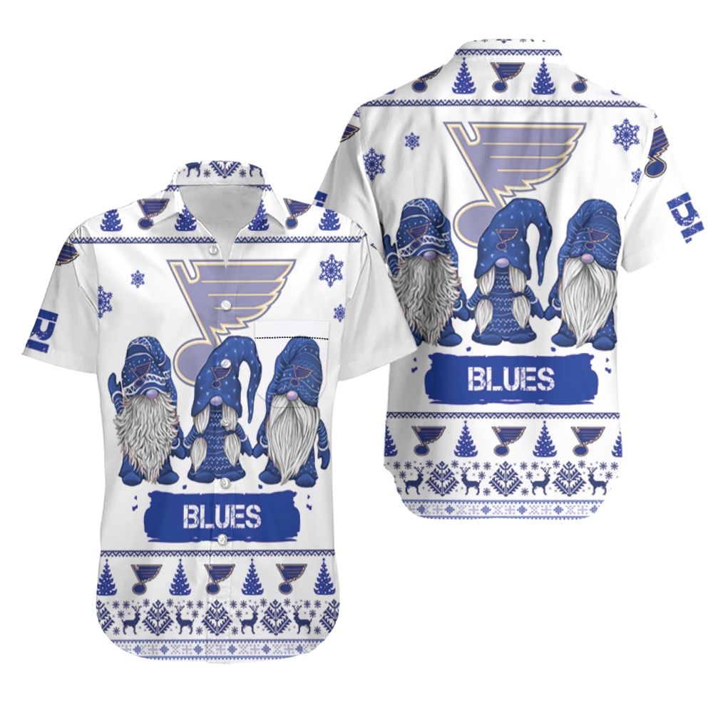 Gnomes St Louis Blues Christmas 3D Hawaiian Shirt