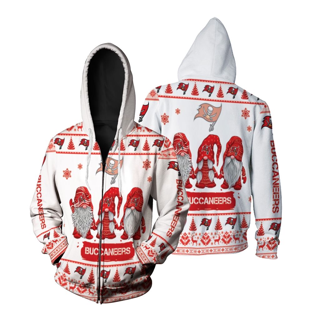 Gnomes Tampa Bay Buccaneers Christmas 3D Zip Hoodie