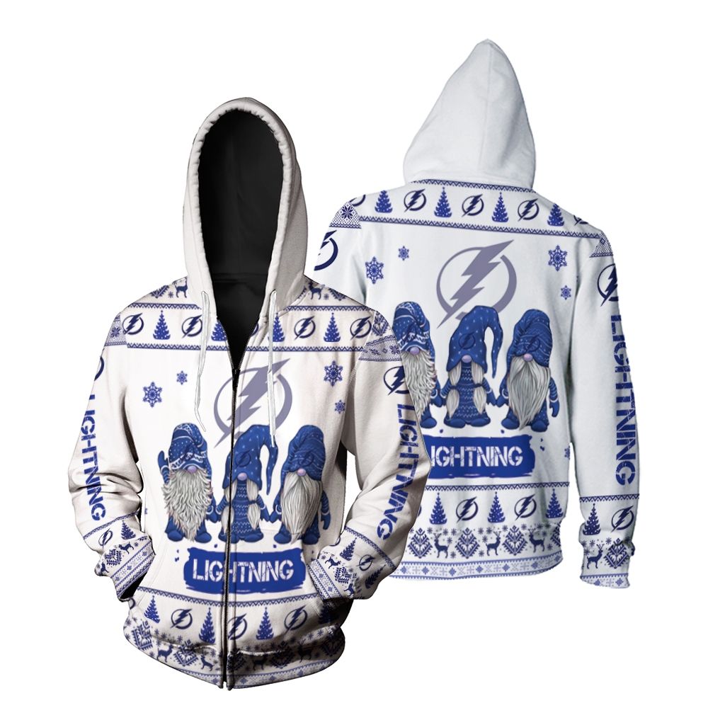 Gnomes Tampa Bay Lightning Christmas 3D Zip Hoodie