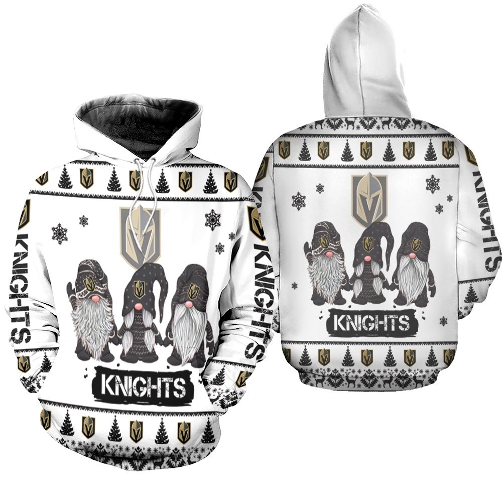 Gnomes Vegas Golden Knights Christmas 3D Hoodie