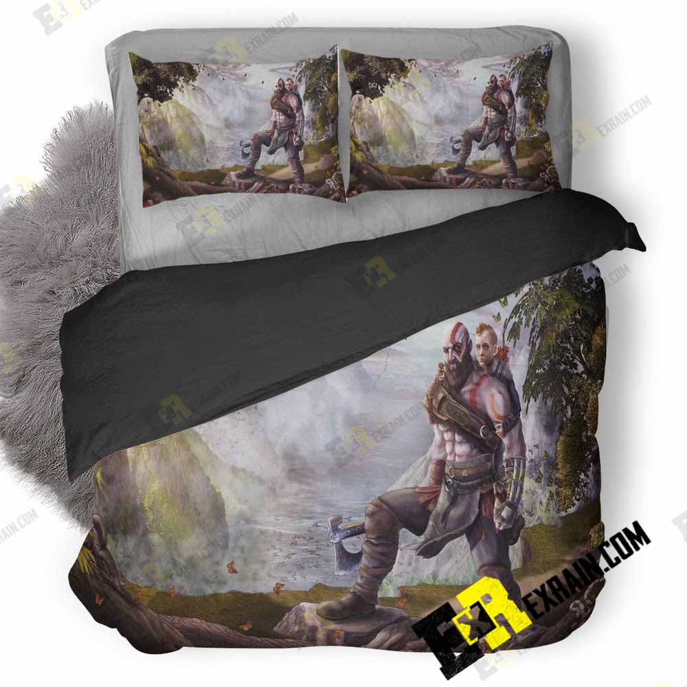 God Of War Atreus Kratos Fan Art A5 3D Customized Duvet Cover Bedding Set