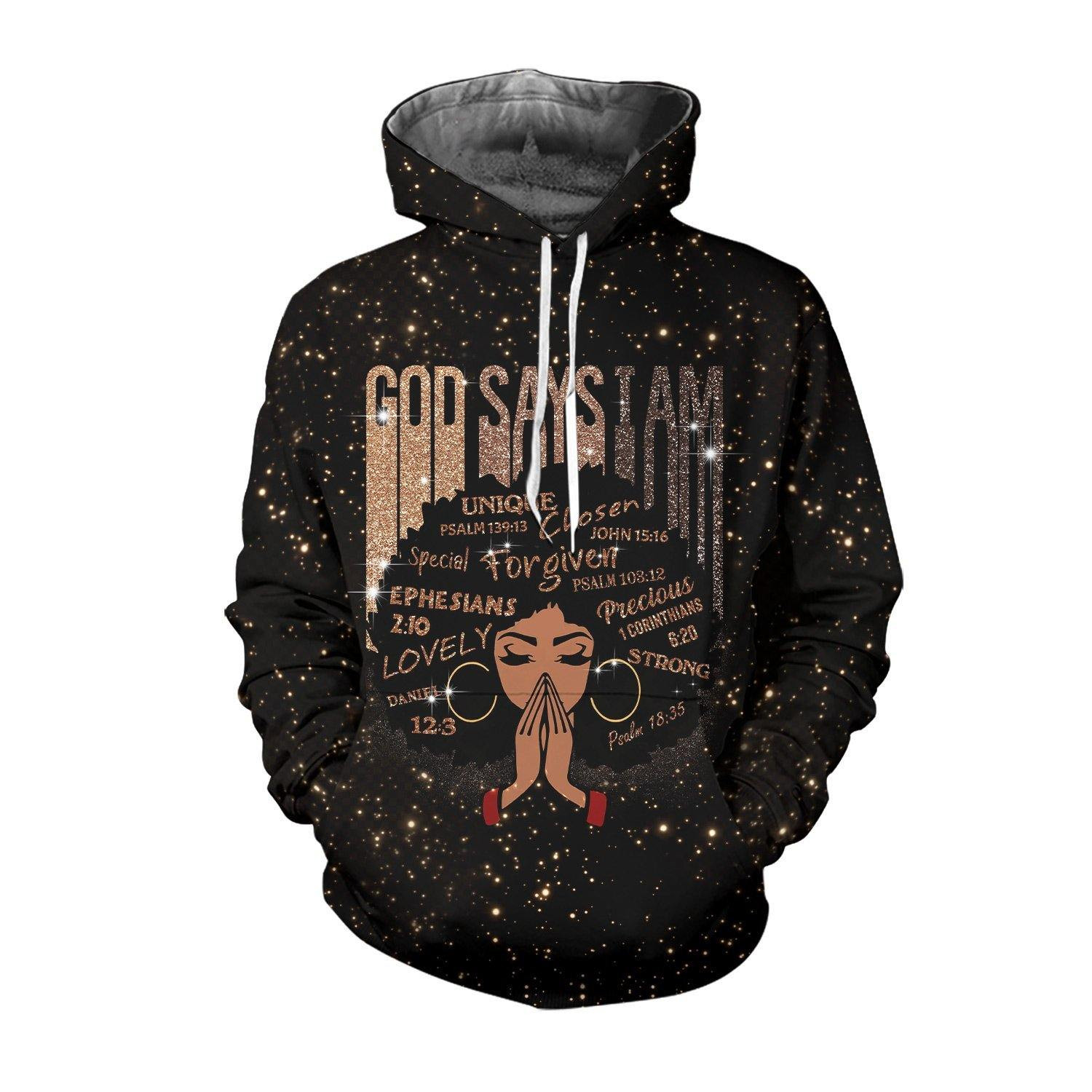 God Says I Am Unique All-Over Print Hoodie