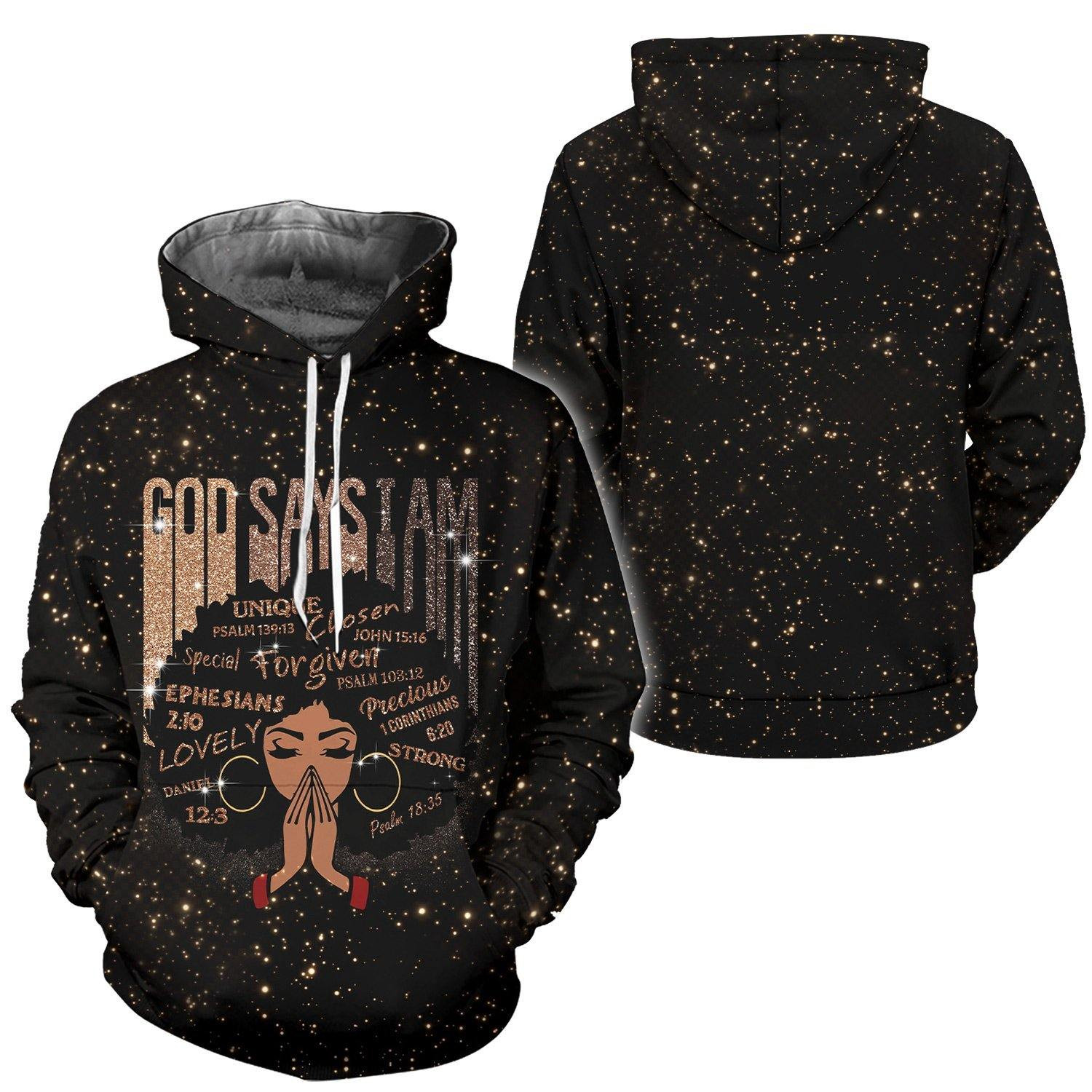 God Says I Am Unique All-Over Print Hoodie