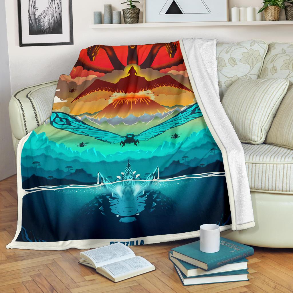Godzilla 2019 Sherpa Blanket Cozy Blanket Fleece Blanket