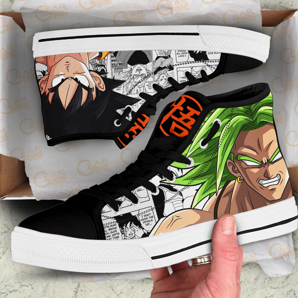 Goku and Broly High Top Shoes Dragon Ball Custom Anime Sneakers Mix Manga