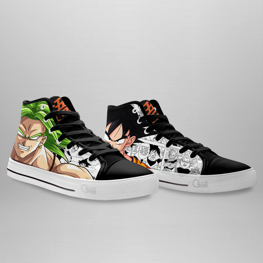 Goku and Broly High Top Shoes Dragon Ball Custom Anime Sneakers Mix Manga