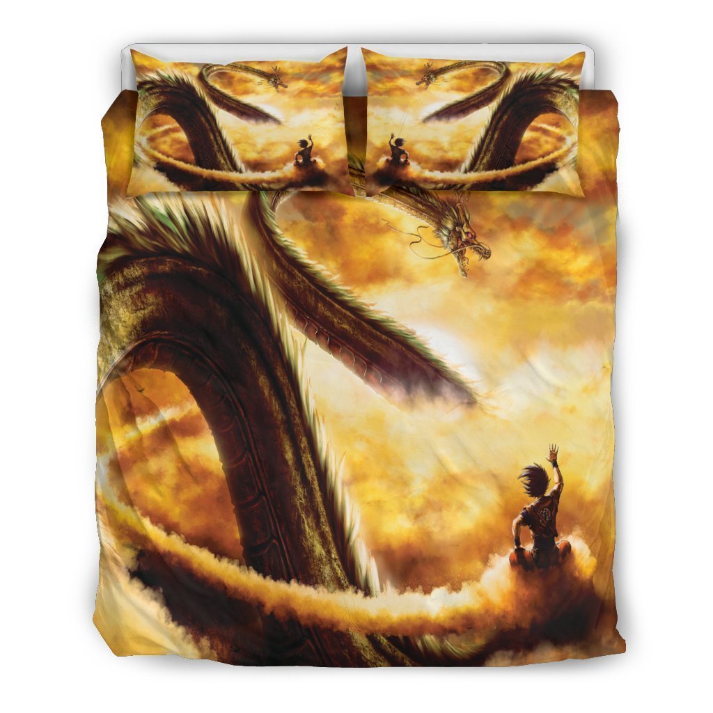 Goku And Dragon In Dragon Ball Duvet Cover Bedding Set