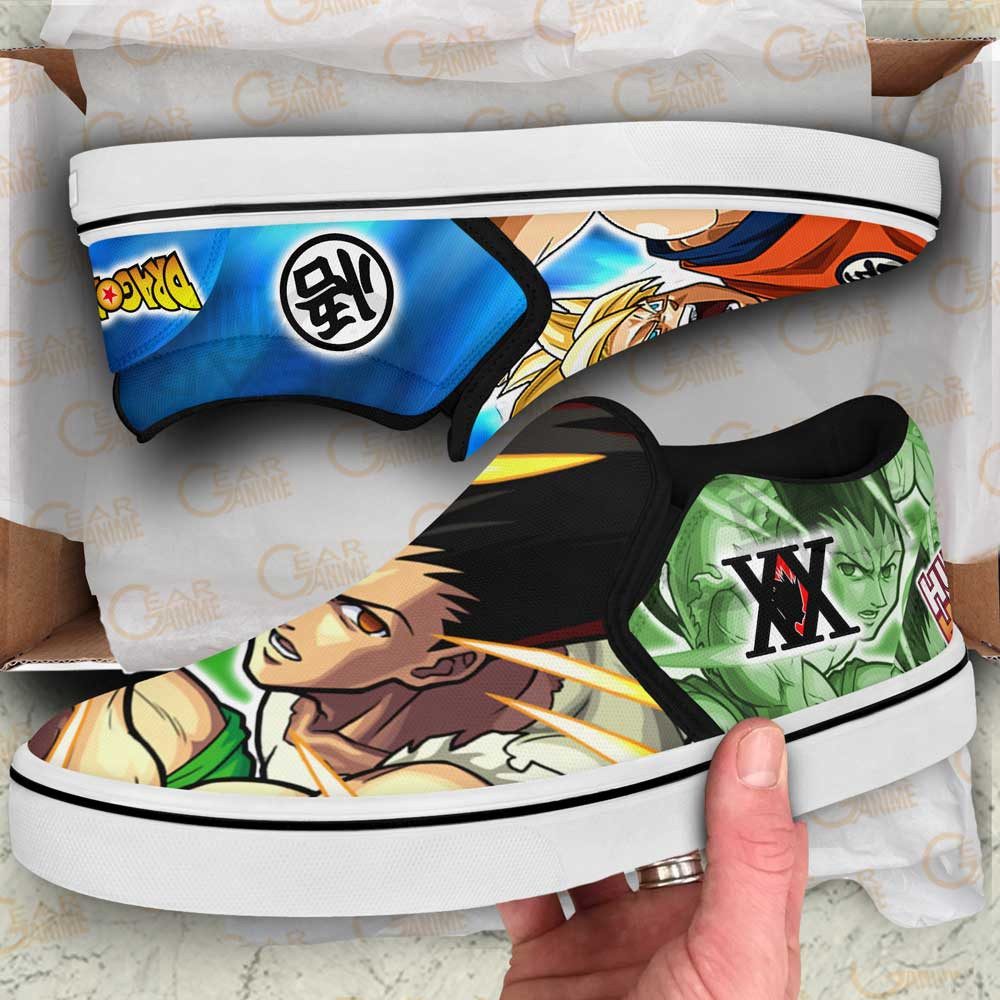 Goku and Gon Freecss Slip-On Shoes Canvas Custom Anime Shoes