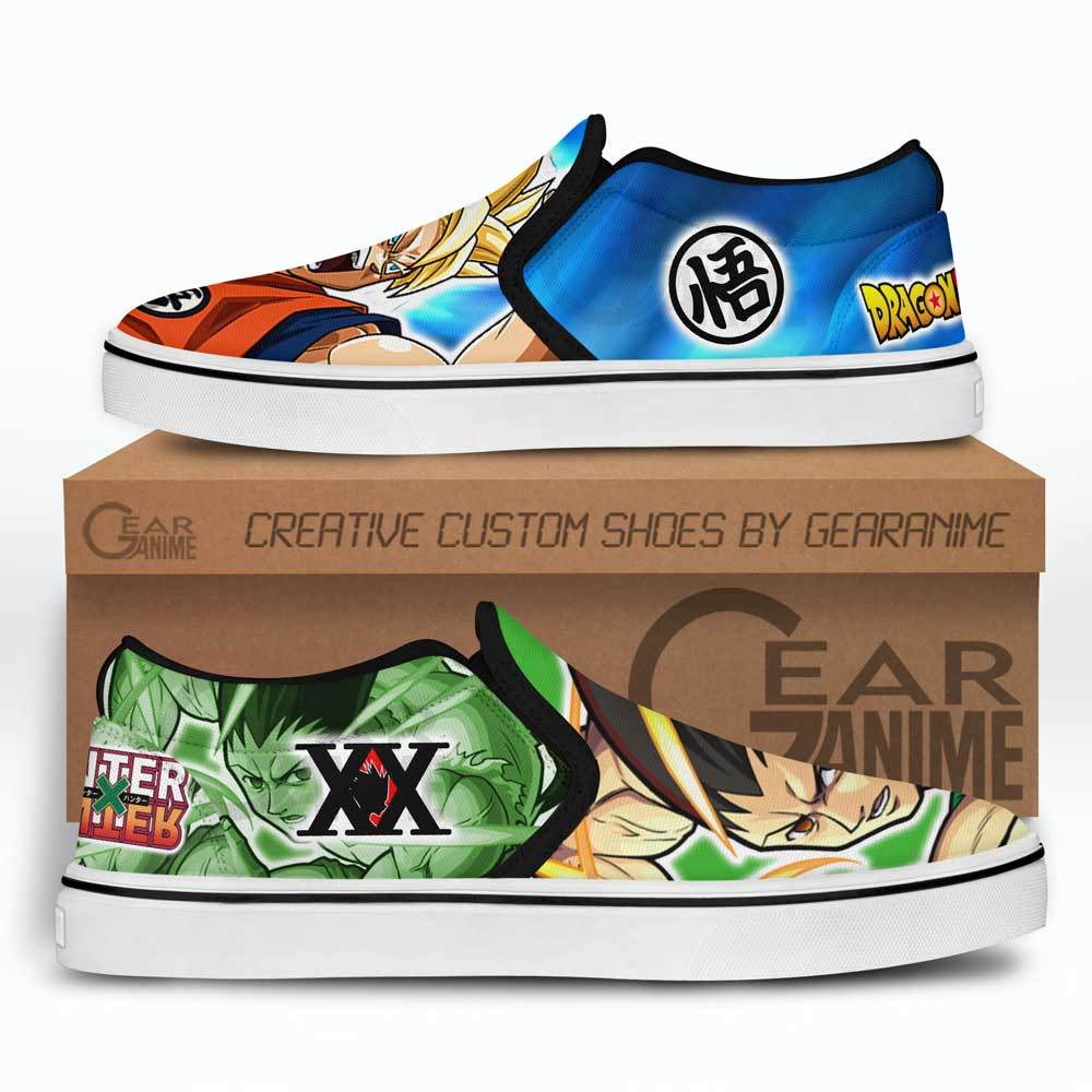 Goku and Gon Freecss Slip-On Shoes Canvas Custom Anime Shoes