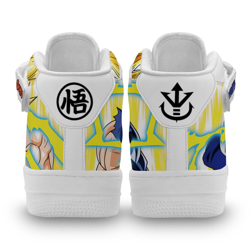 Goku and Vegeta Super Saiyan Sneakers Air Mid Custom Dragon Ball Anime Shoes