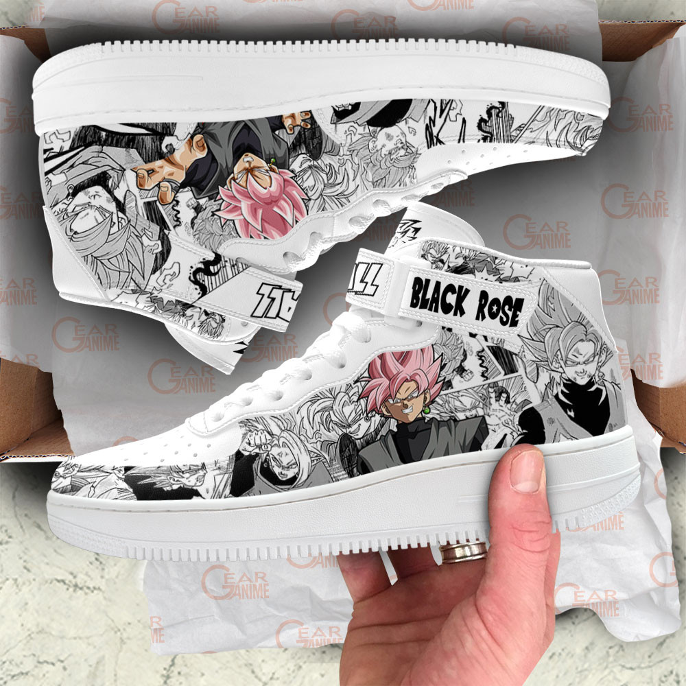 Goku Black Rose Sneakers Air Mid Dragon Ball Anime Shoes Mix Manga