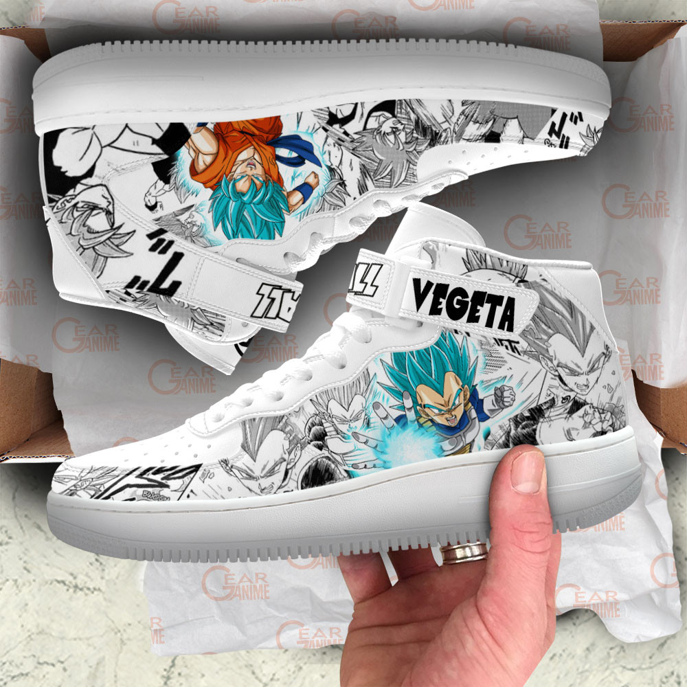 Goku Blue and Vegeta Blue Sneakers Air Mid Dragon Ball Shoes Mix Manga