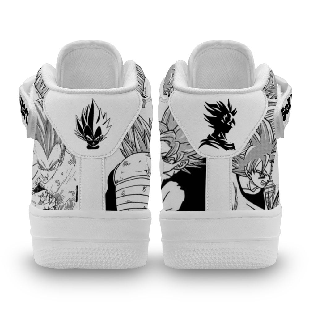Goku Blue and Vegeta Blue Sneakers Air Mid Dragon Ball Shoes Mix Manga