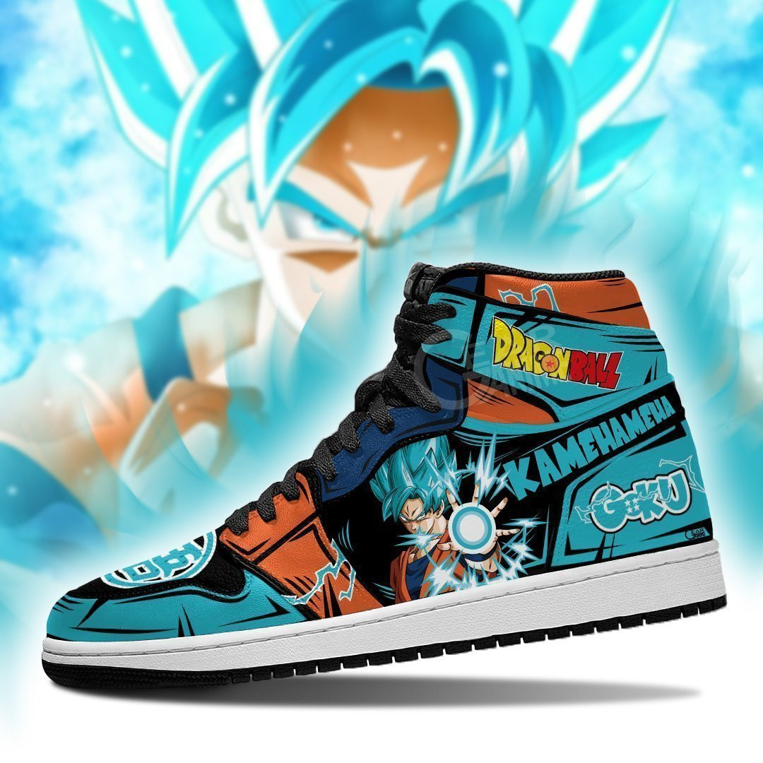 Goku Blue JD1s Sneakers Kamehameha Anime Dragon Ball Shoes, Air Jordan Hightop