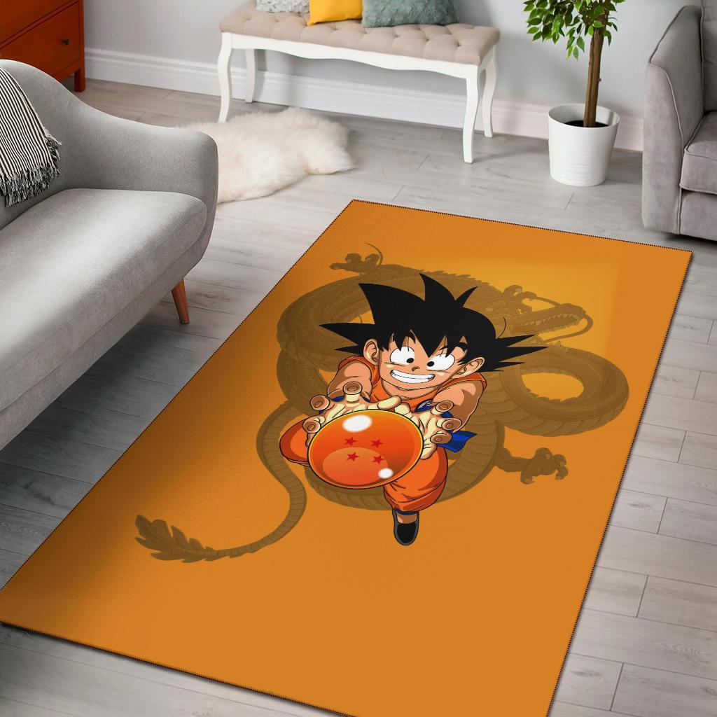 Goku Dragon Ball Orange Area Rectangle Rug