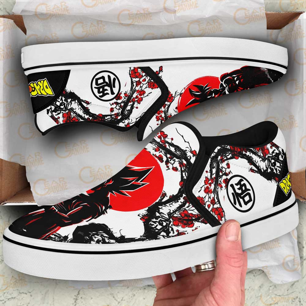 Goku Slip-On Shoes Canvas Custom Japan Style Anime Dragon Ball Shoes