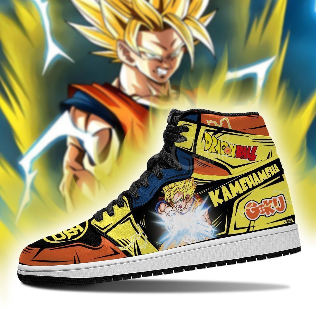 Goku SSJ JD1s Sneakers Kamehameha Anime Dragon Ball Shoes, Air Jordan Hightop