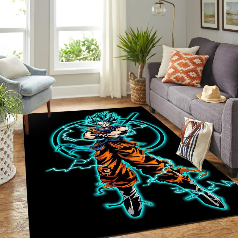 Goku Super Saiyan Blue God Carpet Floor Area Rectangle Rug