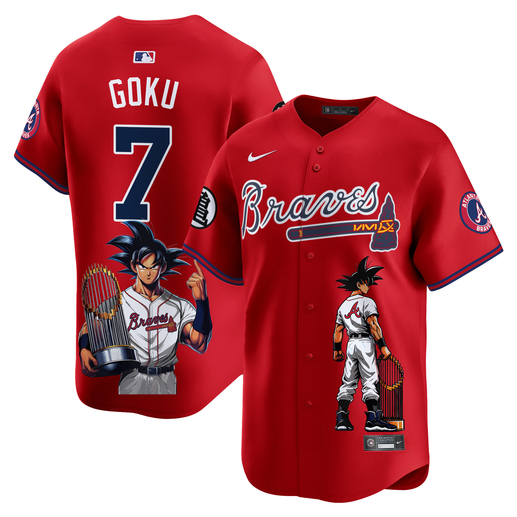 GokuUnisex Atlanta Braves Dragon Ball Son Goku Vapor Premier Limited Red Jersey - Printed