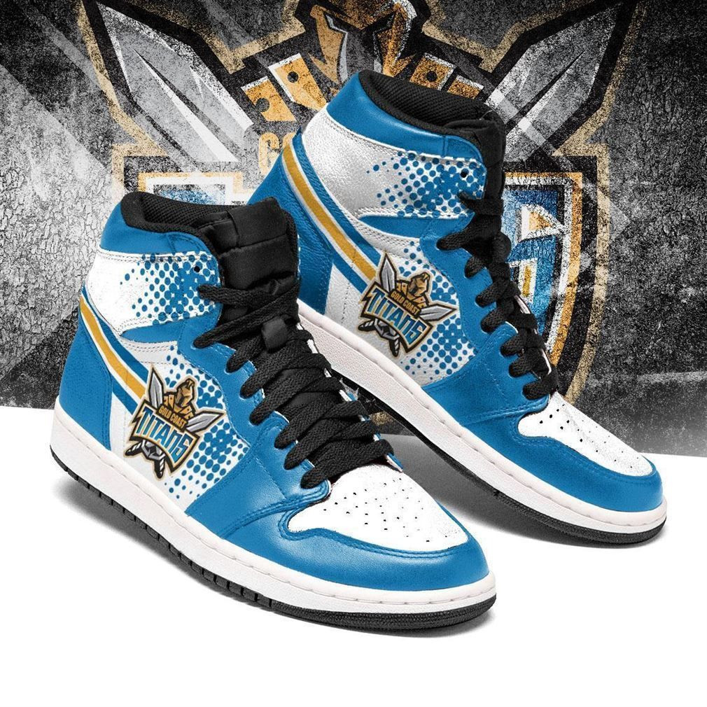 Gold Coast Titans NRL Fashion Sneakers Basketball Shoes Leather High Top Air Jordan Sneaker, Air Jordan Hightop